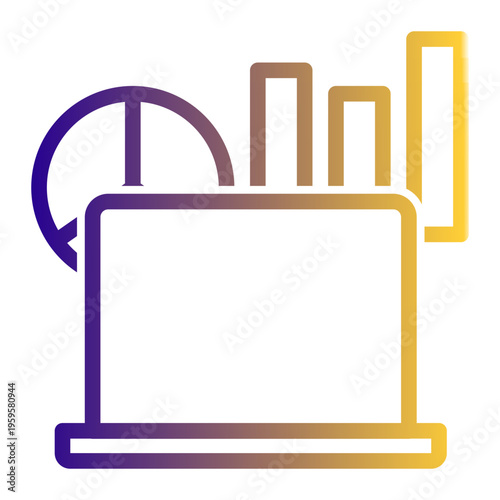 Interactive Data Analytics Dashboard Report icon from the Digital Business icon collection (Outline Gradient Style)