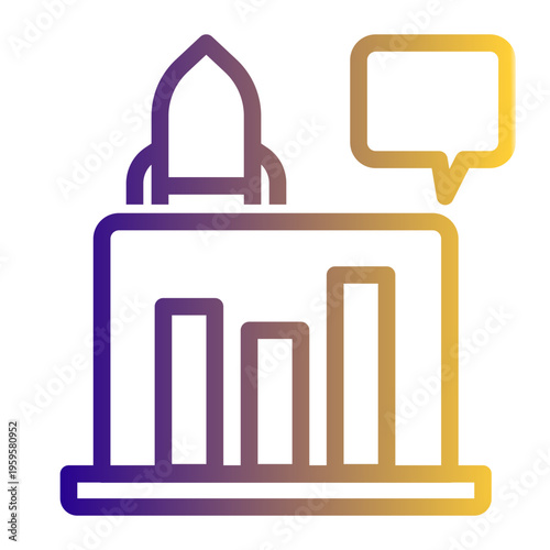 Business Launch Presentation Performance icon from the Digital Business icon collection (Outline Gradient Style)
