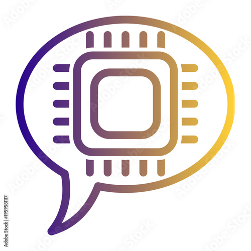 AI Conversational Messaging Bot icon from the Digital Business icon collection (Outline Gradient Style)