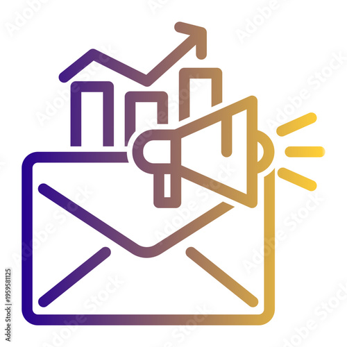 Newsletter Campaign Promotion icon from the Digital Business icon collection (Outline Gradient Style)