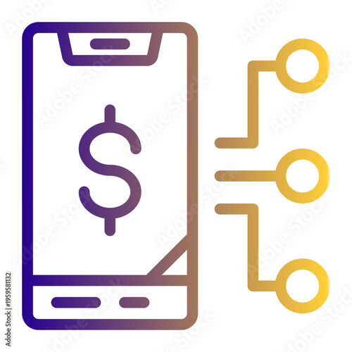 Mobile Finance Digital Business icon from the Digital Business icon collection (Outline Gradient Style)