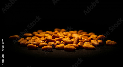 Wallpaper Mural Pine nuts pignoli pinus seeds, top view, paths Torontodigital.ca