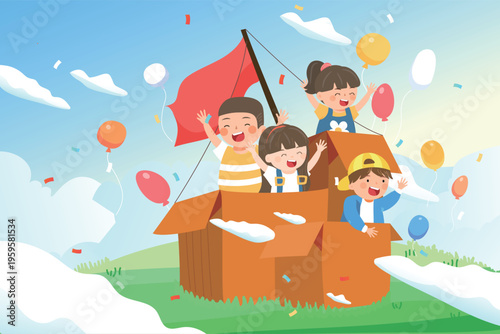 Vector illustration of children's entertainment and leisure lifestyle on Children's Day