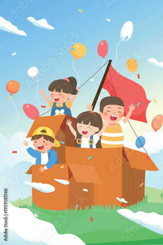 Vector illustration of children's entertainment and leisure lifestyle on Children's Day