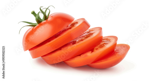 Freshly Sliced Tomato on a White Background