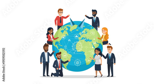 Diverse business people around the globe teamwork concept