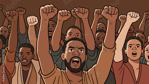 Crowd gathers at a rally to express support for a cause during a night event in an urban location