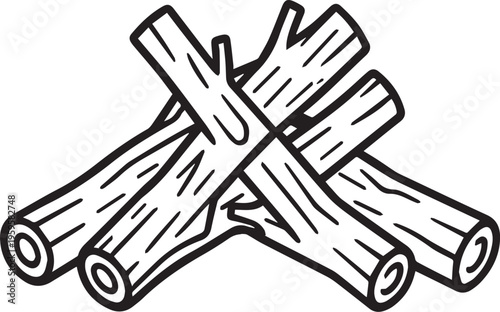 A meticulously crafted illustration of firewood logs, ready to ignite, inviting you to imagine the warmth, and ambiance of a crackling fire. 