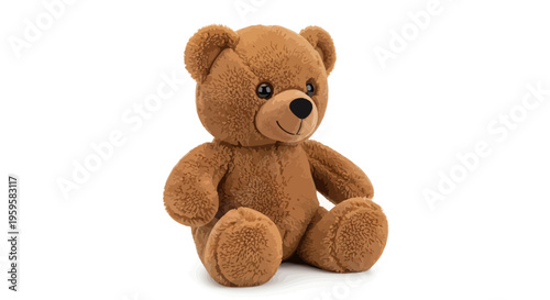 A cute fluffy brown teddy bear sitting and smiling