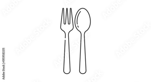 Fork and spoon eating utensils.