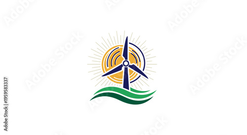 Sustainable Energy Sources Icon - Wind, Sun, and Water