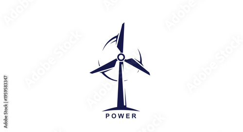 Sustainable Energy Wind Turbine Illustration with Power Text