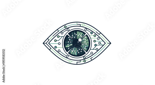 Technological Eye Concept with Circuitry and Digital Network