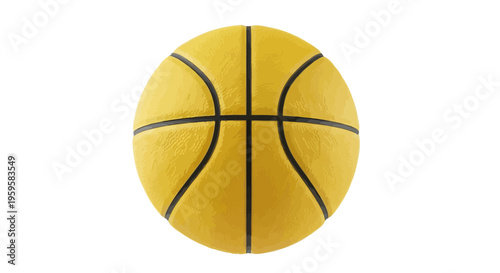 Vibrant yellow basketball, a classic sports game equipment, ideal for athletic competition and recreational play designs