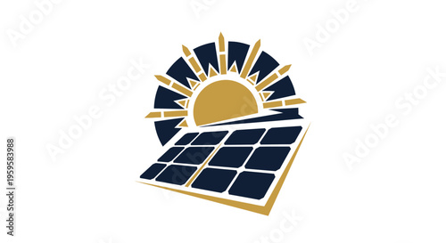 Sustainable Energy Solutions: Solar Panel and Rising Sun