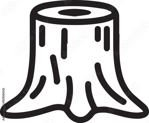 A simplified line art illustration of a tree stump, offering a glimpse into the simplicity of nature and the cycle of life.