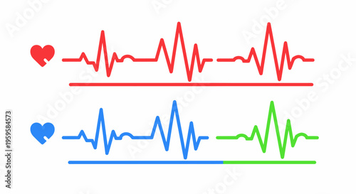 Vibrant electrocardiogram lines representing healthy heartbeats and vital signs
