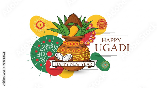 Vibrant Ugadi Celebration with Fruits and Decorations In Hand