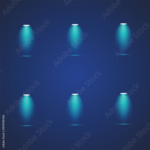 Blue LED Downlight Ceiling Lights Glow Set