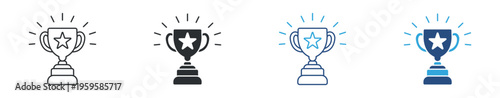 Reward and success trophy icon set. Winner, achievement, prize and excellence concept. Vector illustration.