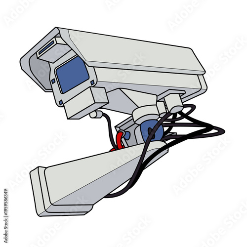 Home security cameras video surveillance systems isolated hand drawn vector illustration. 