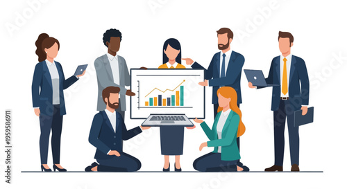 business people presenting data on a graph