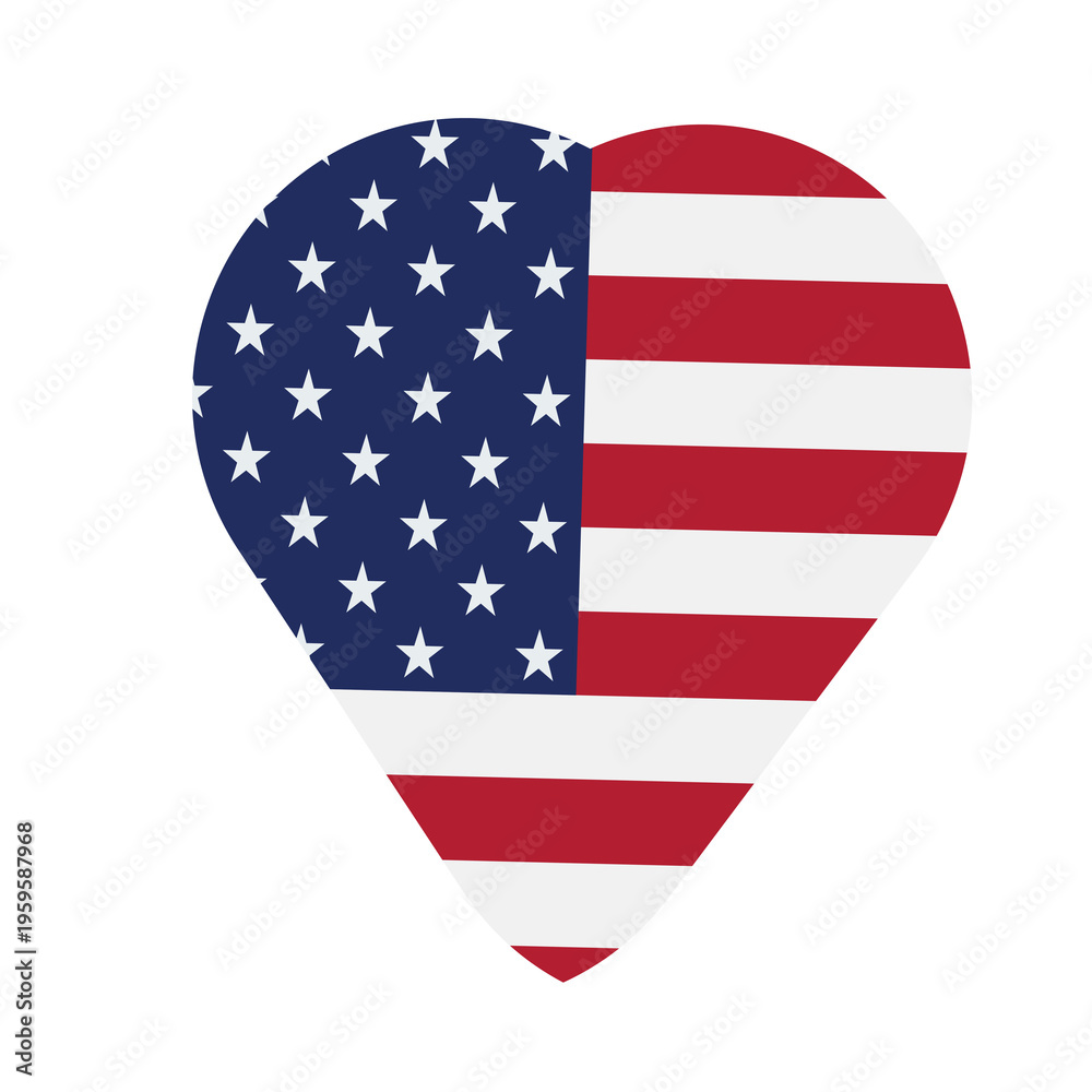 Fototapeta premium Heart shaped american flag guitar pick symbolizing patriotism and national pride