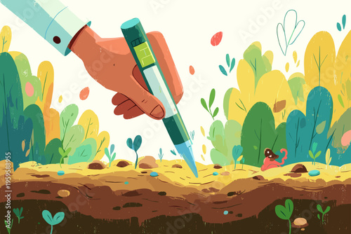 Digital Soil pH Meter in Organic Garden