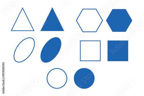 Simple flat geometric figure set