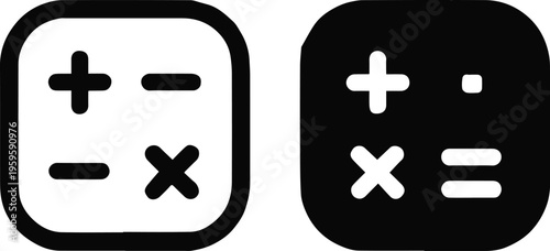 calculator app icon dual theme math symbols plus minus multiplication equals