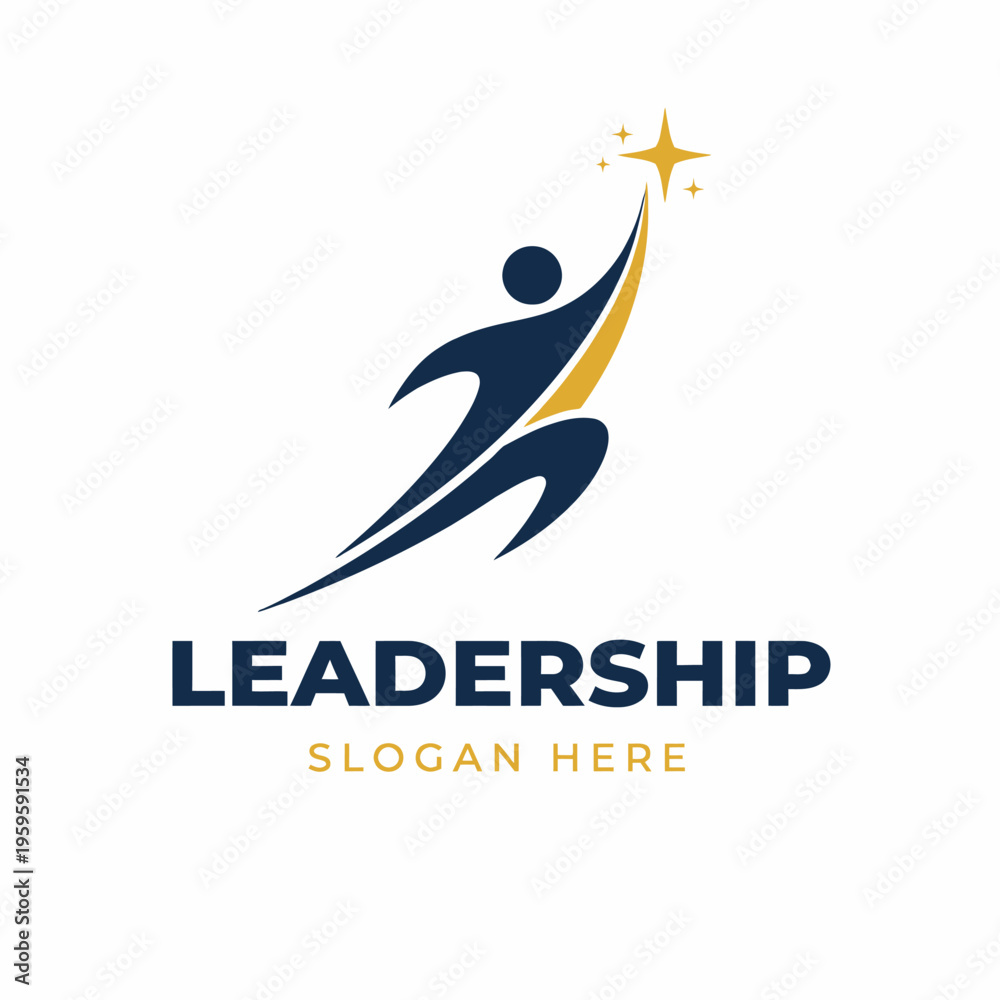 Fototapeta premium Dynamic leadership logo with star and slogan placeholder