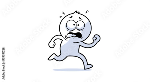 Cartoon figure running away depicting anxiety fear