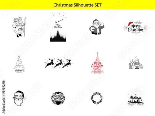 A set of christmas silhouette icons