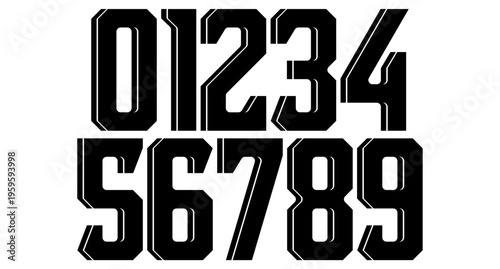  number set for jersey with modern and retro style