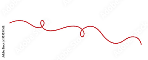 Red rope with tangled scribble line. Hand drawn illustration for love symbol and design element.