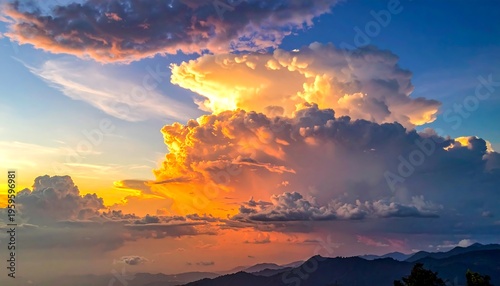 Dramatic Cumulonimbus Cloud Formation at Sunset.