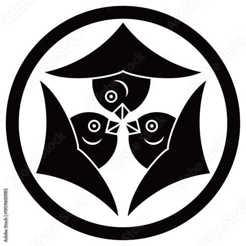 家紋です。中輪に三つ口合わせ雁金といいます。