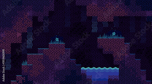 Pixel Art Game Cave Level