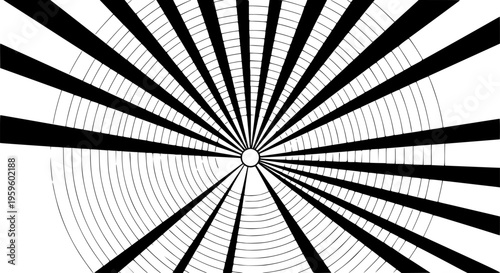 Sunburst radial stripes. Starburst abstract line circle vector background. Sun rise light round decoration elements. Vector illustration.
