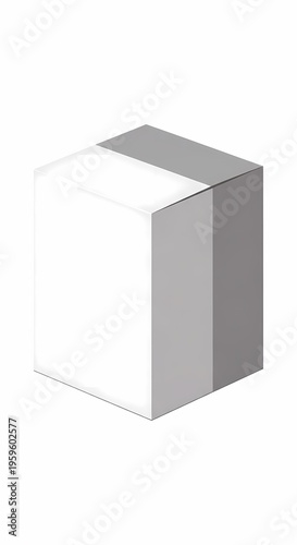 Abstract 3d Rendering of a White and Grey Cube with Clean Lines