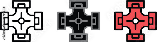 Professional Ramadan Iftar icon set featuring traditional evening meal bowls and water glass symbols in minimalist line art styles.