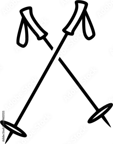 Minimalist line art of two ski poles highlighting outdoor adventure and simplicity
