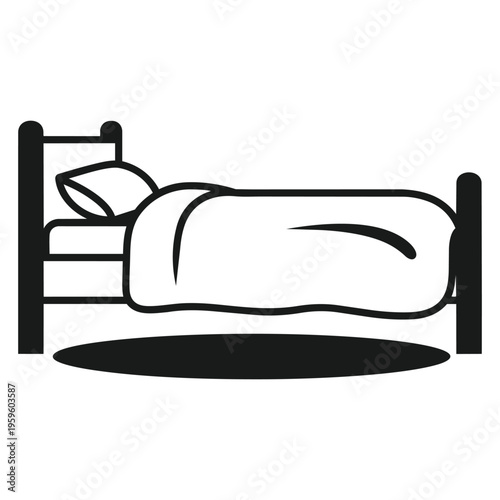Simple bed furniture line icon representing bedroom sleeping rest comfort concept vector illustration for home interior hotel services isolated on white background