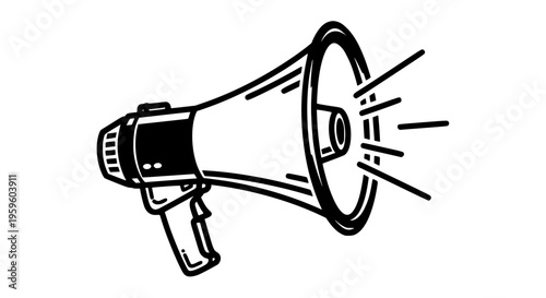 Megaphone bullhorn vector, loudspeaker for announcements and public address systems