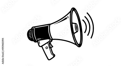 Megaphone bullhorn vector, loudspeaker for announcements and public address systems