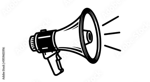 Megaphone bullhorn vector, loudspeaker for announcements and public address systems