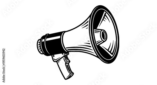 Megaphone bullhorn vector, loudspeaker for announcements and public address systems
