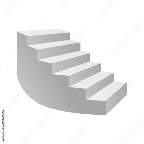 Rounded staircase. Clean isometric vector with 3D steps.