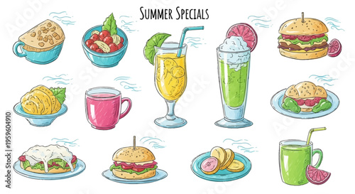 Summer food and drink specials menu.