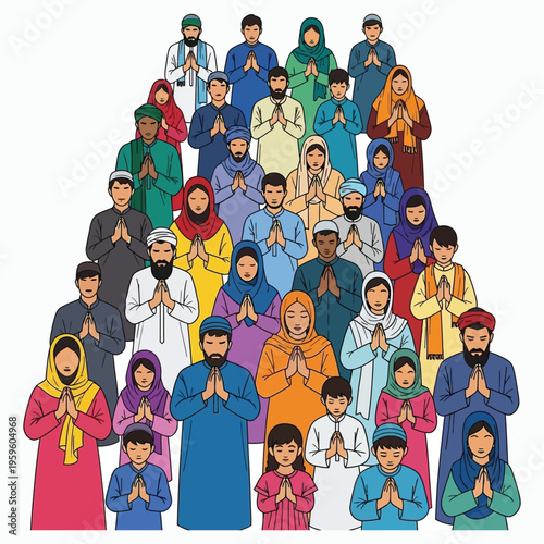 Diverse group of people praying together, representing unity and faith in community gatherings